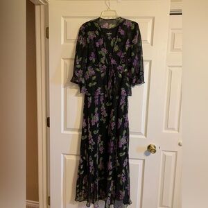 Maxi dress , black with purple flowers.